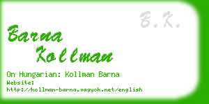 barna kollman business card